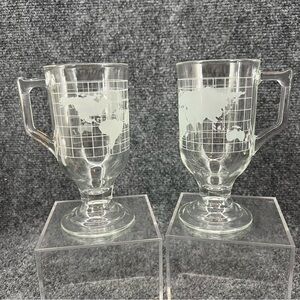 2 Vintage Nestle Nescafé Around The World Irish Coffee Mug Clear Frosted Etched